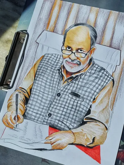 This is a commissioned portrait made with color pencils. I worked to capture the subject's personality and the fine details of his expression and clothing, showing how color can add a different dimension to a portrait.