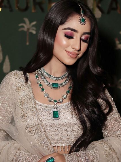 Another beautiful shot of this engagement look, with eyes closed to show the seamless eyeshadow blending and delicate shimmer.