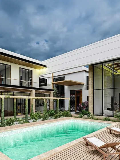 We designed this home as a perfect balance of bold structure and serene flow. Where concrete meets the open sky and water reflects stillness, each element complements the other, creating a sense of harmony in every corner.