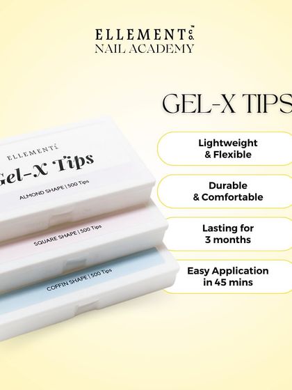 Our Gel-X tips are lightweight, flexible, durable, and can be applied in just 45 minutes. They come in various shapes including Almond, Square, and Coffin.