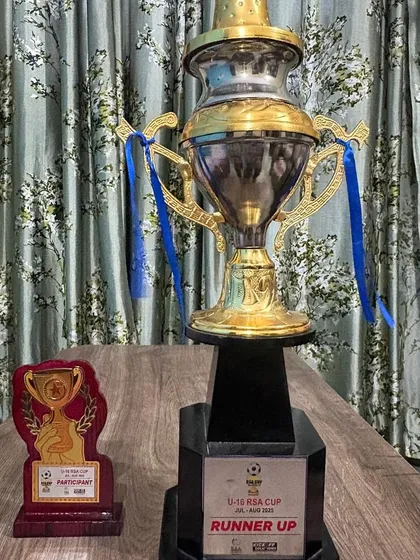 The runner up trophy from the U16 RSA Cup. A hard-fought tournament that saw our players reach the finals against a top Delhi team, showcasing their resilience and competitive spirit.
