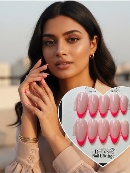 A bold and fun press-on set featuring a neon pink French tip. Perfect for when you want a pop of color.