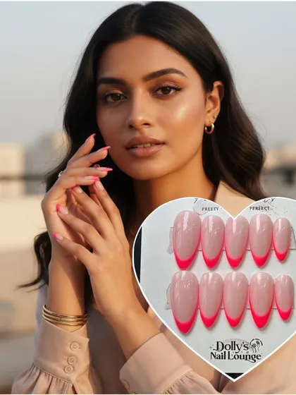 A bold and fun press-on set featuring a neon pink French tip. Perfect for when you want a pop of color.