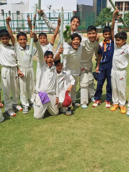 The entire SKCA Tigers team celebrating their magnificent victory. Their energy and unity are the foundation of their success on the field.
