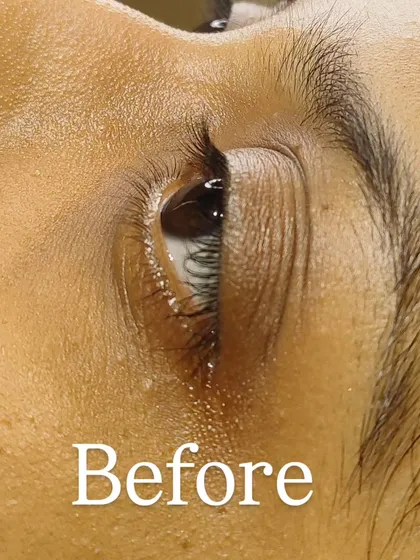 Here is a close up of the lashes before the service. As you can see, they are straight and point downwards, which is very common. This is the perfect canvas for creating a beautiful, natural lift.