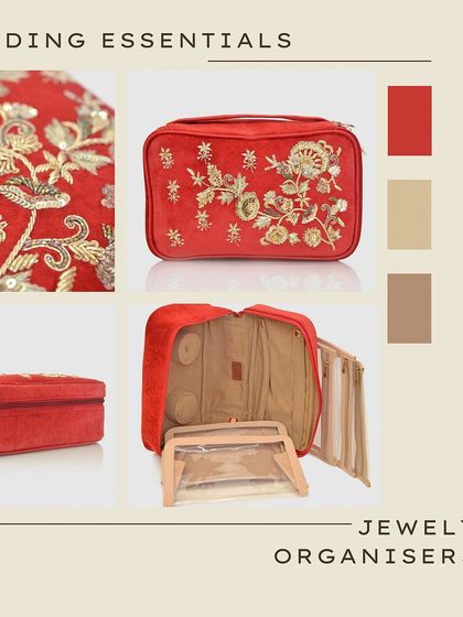 A bold and beautiful choice, this is my jewellery organiser in a vibrant red velvet. It's a perfect wedding essential, designed to keep your bridal jewellery safe and organised in style.