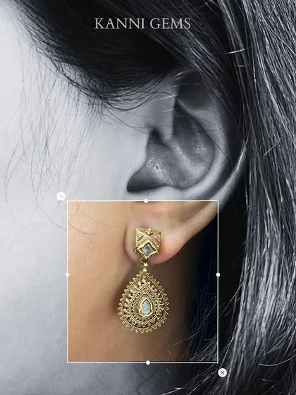 Each pair of earrings holds a story. These traditional gold and polki diamond drop earrings carry the legacy of artisans who poured their skill and heart into creating something timeless.