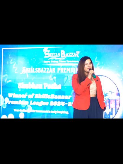 On stage at the Skills Bazzar Premier League event. I ensure the branding and key messages are seamlessly integrated into my hosting.