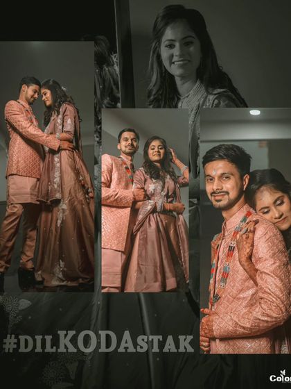 A moody and artistic collage from a Haldi ceremony, with the hashtag #DilKoDastak.