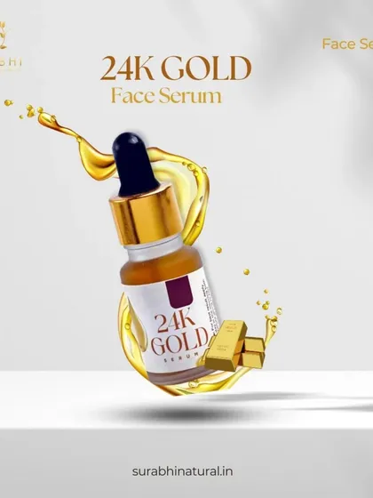 This is a dynamic shot of our 24K Gold Face Serum. It’s a potent formula designed to deliver powerful anti-aging benefits and a beautiful, natural glow.