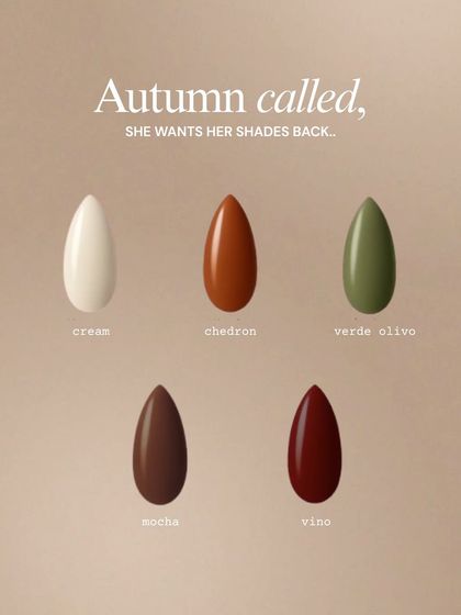 Autumn called, she wants her shades back. This palette showcases some of our most popular fall colors, from creamy white and mocha to rich vino and olive green.
