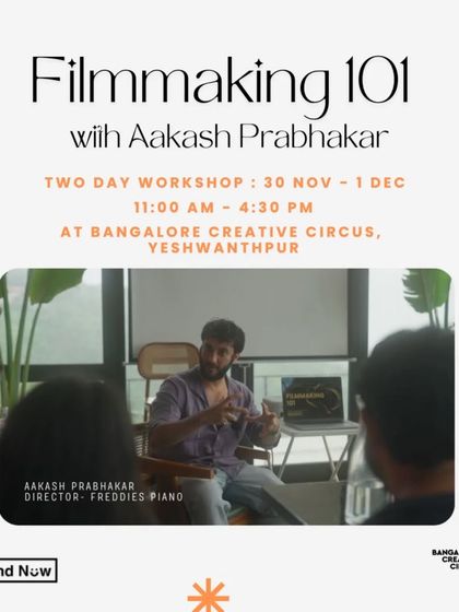 A poster for our two-day Filmmaking 101 workshop. This comprehensive session is designed for aspiring filmmakers, content creators, and anyone eager to dive into the world of visual storytelling.