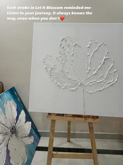 The second canvas of the "Let it Blossom" series, with the first one beside it. Each piece reminds me to listen to my own journey, as it always knows the way, even when I don't.