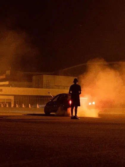This shot captures it all: me at the controls, the drift car in action, and my FPV drone hovering nearby, ready to dive in for the chase.