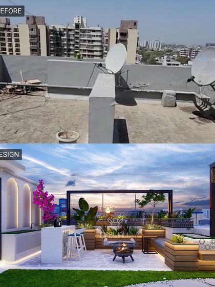 This series of images shows the "before" site next to the "design" render. This is the first step in my process, ensuring you and I are perfectly aligned on the vision before any construction begins.