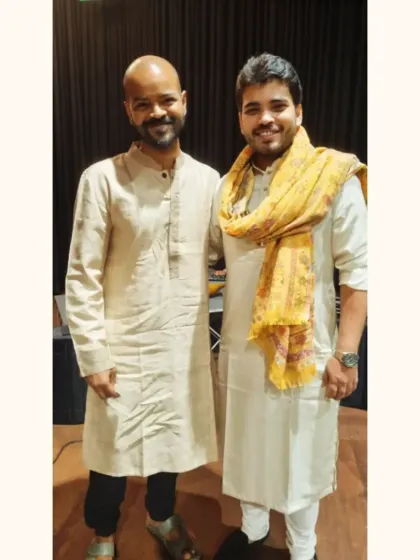 With the amazing Soumik Datta da after our show 'Anant'. It was an honour to share the stage with him.