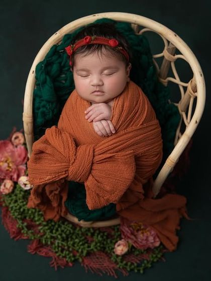 An overhead shot of the autumn chair setup, showcasing the rich, earthy color palette and the beautiful floral accents.