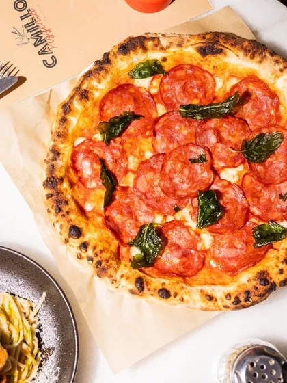 A perfect circle of happiness. Our Pepperoni pizza is a crowd-pleaser, with savory pepperoni slices and melted cheese over our signature Neapolitan crust.