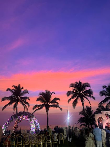 A breathtaking sunset at a Goa beach wedding. These are the moments that make destination weddings so special, and I love being there to guide the celebration.