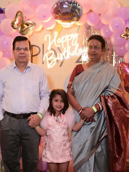 A precious moment between a birthday girl and her grandparents. Our parties are designed for the whole family to enjoy and create memories together.