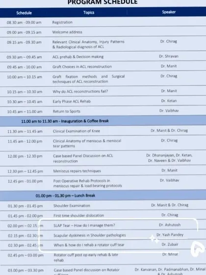 A look at the program schedule for the rehab course. I was invited to speak on Scapular Dyskinesis, a common issue in overhead athletes that we specialize in treating.