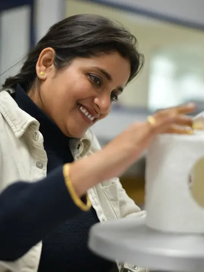 For me, every cake is a canvas. Here I am, working on a new design, always excited to learn new techniques to bring more joy to your celebrations.