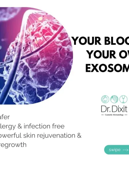 The power of your own blood. By using your own exosomes, we provide a treatment that is safer, free from allergy and infection risks, and delivers powerful skin rejuvenation and hair regrowth.