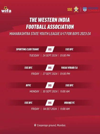 The first set of fixtures for our U17 team in the WIFA Maharashtra State Youth League. We look forward to the challenge of competing against the top teams in our region.