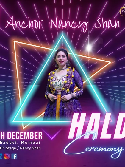 Part of a two-event day, this poster announces a Haldi ceremony I hosted in Prabhadevi, Mumbai.