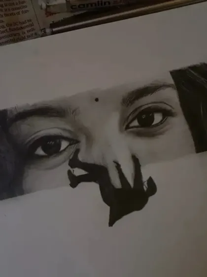 Another angle of my conceptual eye drawing. The piece explores the idea that a single glance can contain a universe of stories and emotions, represented by the figure within the eyes.