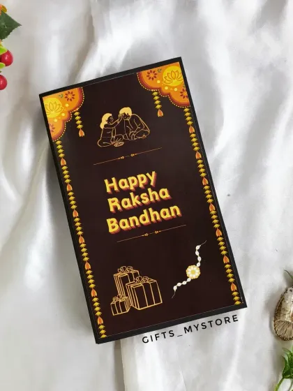 A close-up of my custom Rakshabandhan cash envelope, perfect for gifting to sisters.