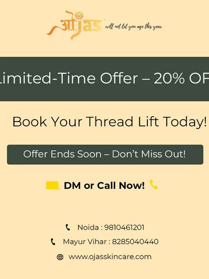 This is a limited time offer to book your Thread Lift treatment. Don't miss out on the chance to get a non surgical lift at a 20% discount.