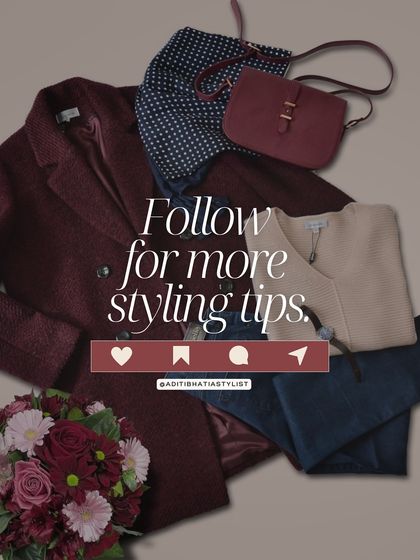 A flat lay of some of my favorite pieces in the mulled wine color trend. This rich shade pairs beautifully with neutrals like navy and beige.