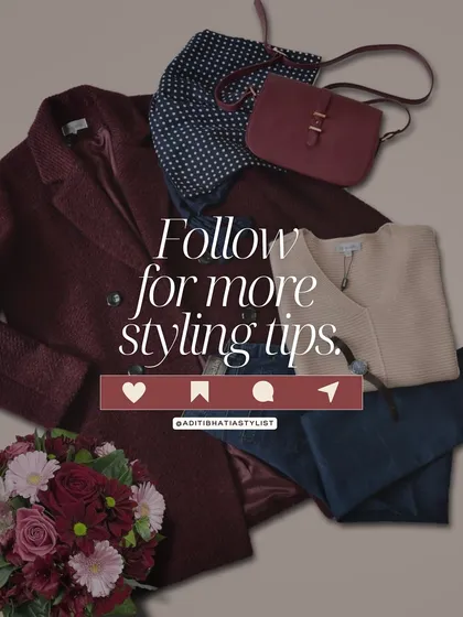 A flat lay of some of my favorite pieces in the mulled wine color trend. This rich shade pairs beautifully with neutrals like navy and beige.