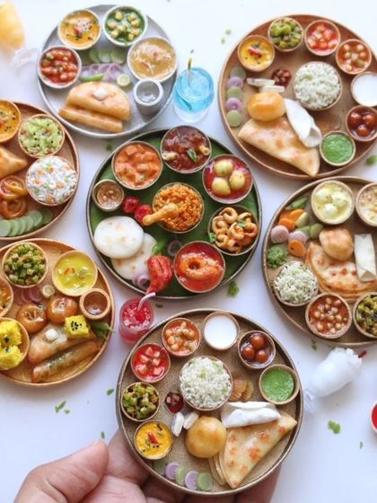 A beautiful arrangement of my North Indian and South Indian thalis.