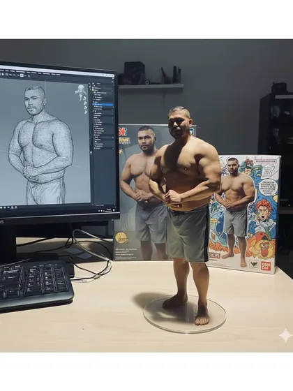 A fun shot with my 3D-printed miniature. It's important to celebrate your progress and have fun with the fitness lifestyle.