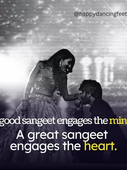We believe a good sangeet engages the mind, but a great sangeet engages the heart. Our goal is to create moments of pure emotion and connection that go beyond just watching a dance.