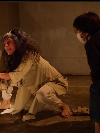 A raw, emotional moment captured during the "DANDYLION" performance. Physical theatre allows me to access and express feelings that are primal and deeply human.