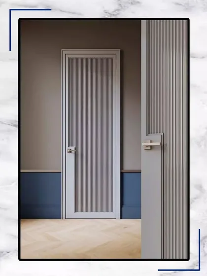 A minimalist door design with vertical grooves, adding texture and a modern touch. This shows that our attention to detail extends to every style, from classical to contemporary.