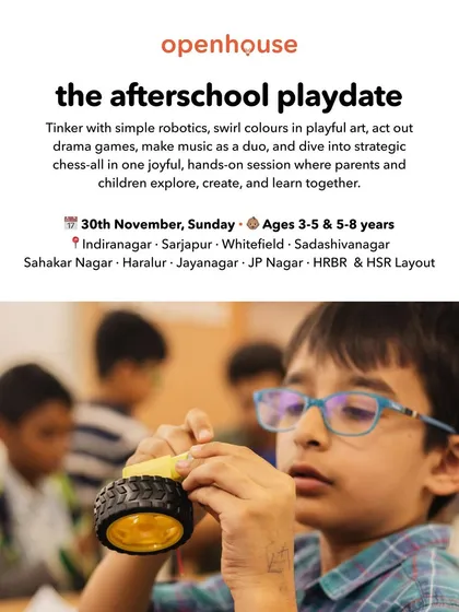 Our afterschool playdates are where parents and children can explore, create, and learn together. This is an invitation to tinker with robotics, swirl colors in art, act out drama games, and dive into strategic chess in one joyful, hands-on session.