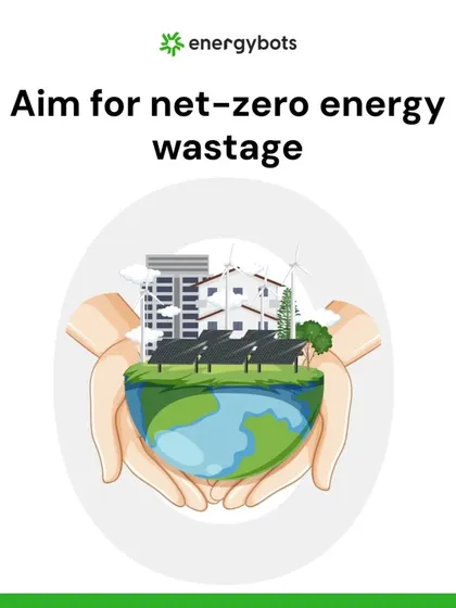 Our ultimate goal is to help you aim for net-zero energy wastage. This visual represents a future where industries are powered by sustainable sources like solar and wind, a goal that our smart monitoring systems help you work towards.