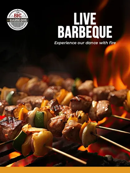 This is where the magic happens. Our signature live barbecue station features perfectly marinated meats and vegetables grilled over open flames, delivering that authentic smoky flavor your guests will love.