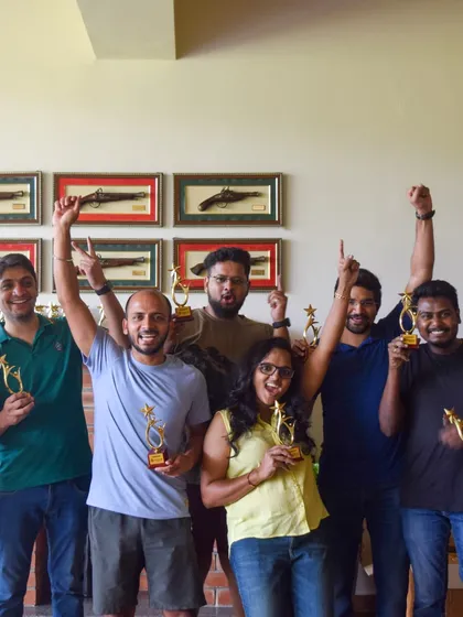 Celebrating success is a key part of any great company culture. Here's a team from a recent Coorg retreat, proudly showing off their awards after a day of fun team-building activities and a formal R&R ceremony.