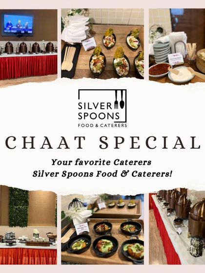 A graphic advertising my "Chaat Special" menu, featuring images of Palak Patta Chaat, buffet decor, and other delicious Indian street food items.