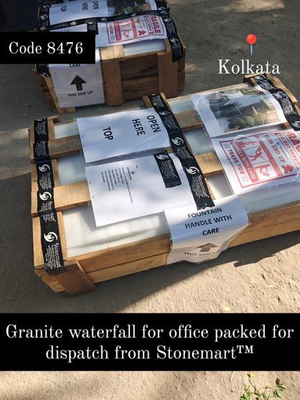 The granite waterfall for the Kolkata office, fully packed and ready for dispatch.