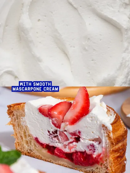 The smooth, whipped mascarpone cream is a key component, providing a luscious, rich texture that complements the fresh fruit.