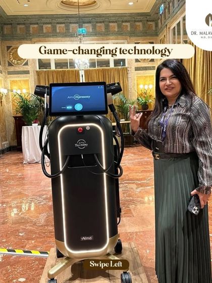 A throwback to the grand launch of the latest Alma Harmony technology in Rome. I am pictured here with the game-changing device, which I am excited to bring to my practice.