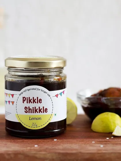 A jar of my sweet and sour Lemon pickle. It has a wonderful balance of flavours that goes well with so many dishes.