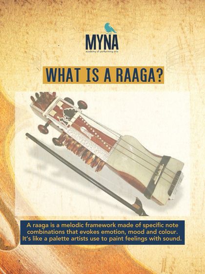 What is a Raaga? This informational slide explains it as a melodic framework, like a palette artists use to paint feelings with sound. It's part of our effort to make classical concepts easy to grasp.