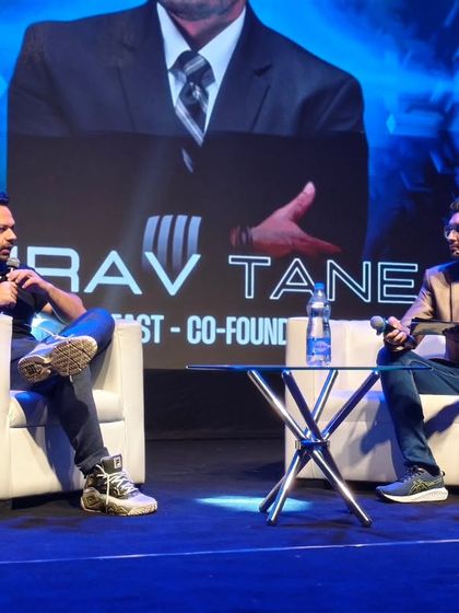 In deep conversation with Gaurav Taneja at the IIT Bombay E-Cell event. Moderating panels with industry icons requires asking the right questions to uncover valuable insights for the audience.